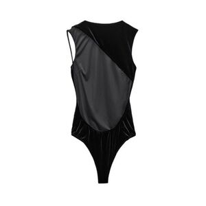 ZARA ASYMMETRICAL VELVET BODYSUIT  BLACK - REF. 9118/510